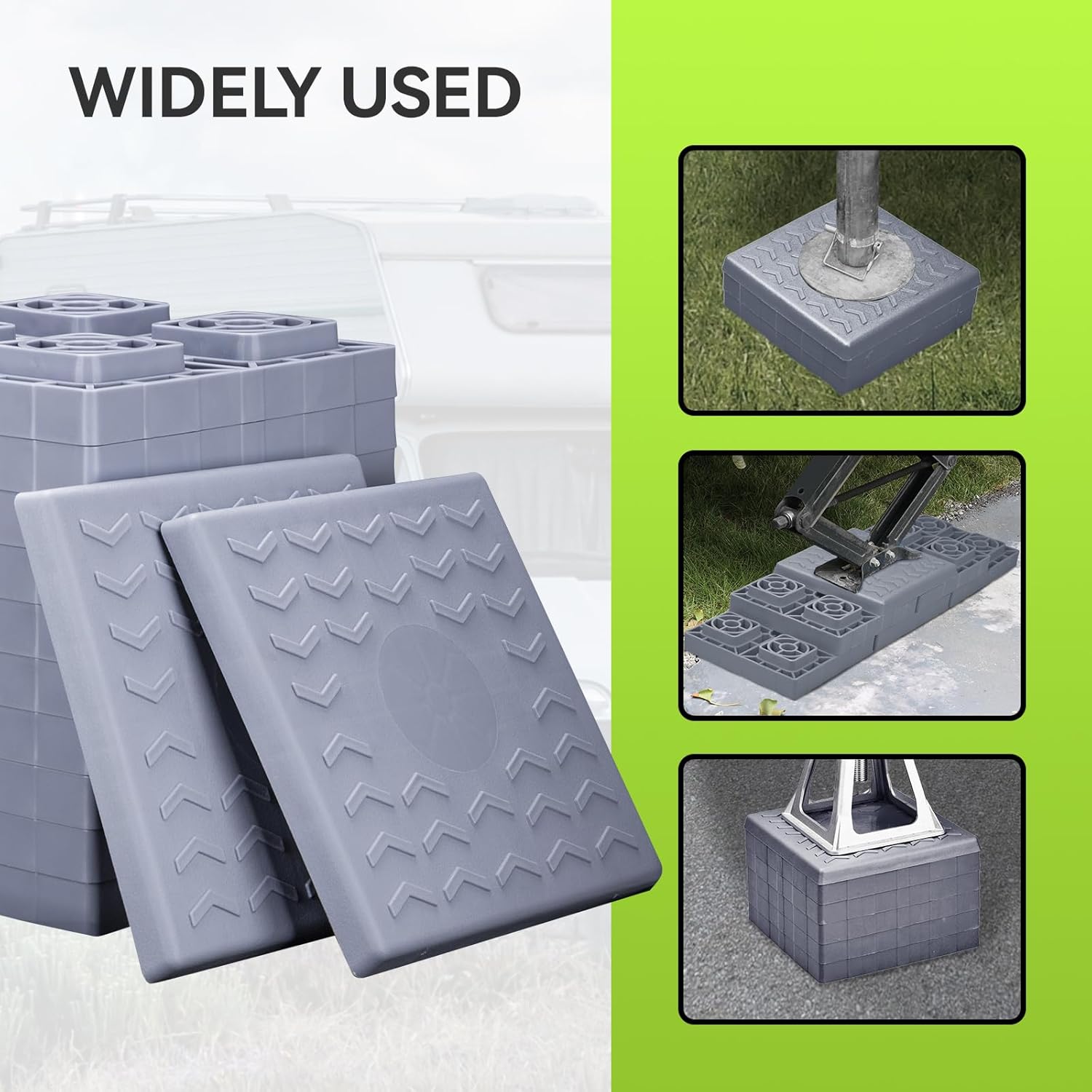 RVMATE RV Leveling Blocks 12 Pack, Heavy Duty Camper Leveling Blocks, Leveling Blocks for RVs, Reduce Trailer Movement, Trailer Leveling Blocks Great for Single and Dual Wheels, Grey