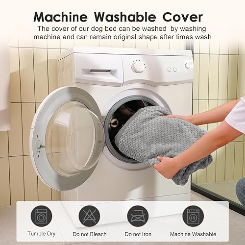 Miniatura 7 de Cama ortopédica para perros de tamaño mediano, 35 x 23 x 6 pulgadas, cama de espuma viscoelástica para perros medianos, funda extraíble lavable,