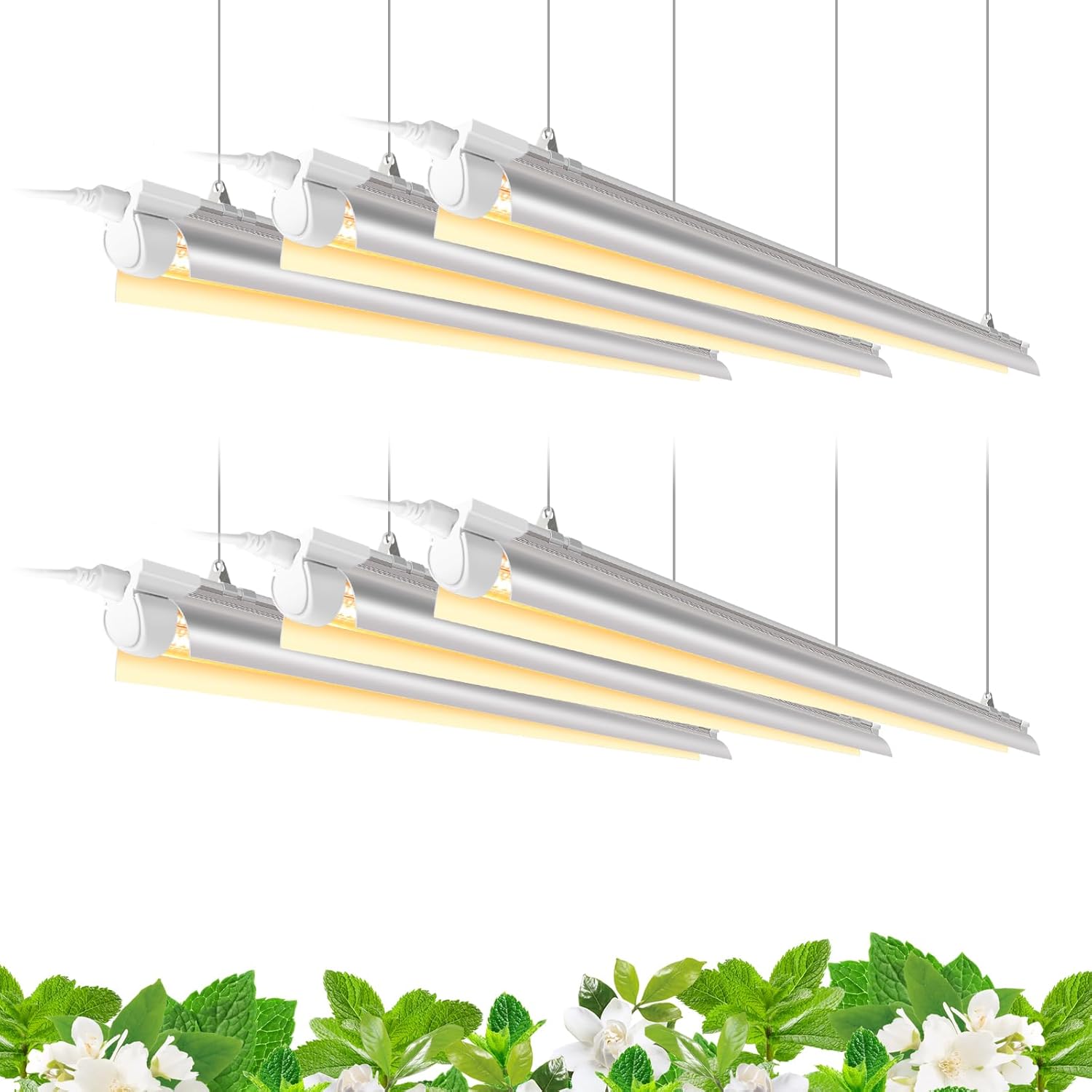 Barrina Plant Grow Light, 252W(6 x 42W, 1400W Equivalent), Full Spectrum, LED Grow Light Strips, T8 Integrated Growing Lamp Fixture, Grow Shop Light, with ON/Off Switch, 6-Pack 4FT/6-PACK