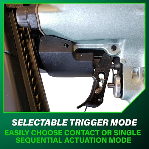 Vista 7 de Clavodora estructural Metabo HPT, clavadora neumática de potencia preferida por profesionales y herramienta de marco para pisos, cubiertas de techo