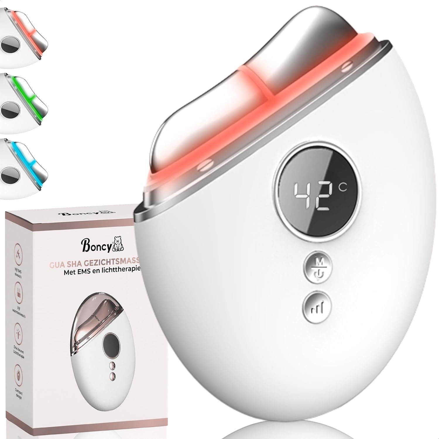 Premium Huidverjongingsapparaat – Infraroodtherapie Gezichtsmassage & Nekmassage Apparaat – Gua Sha Rood Licht Therapie – Anti Aging Facelift Guasha Schrapers Infraroodlamp – Lichttherapie EMS