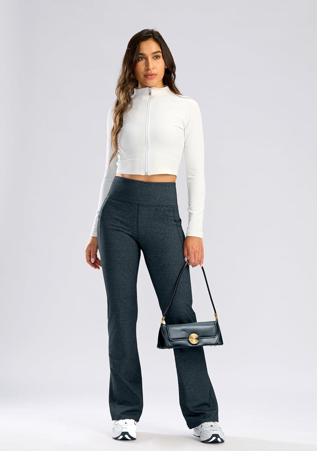 28"/30"/32"/34" Inseam Women's Bootcut Yoga Pants Long Bootleg High-Waisted Flare Pants with Pockets - Image 6