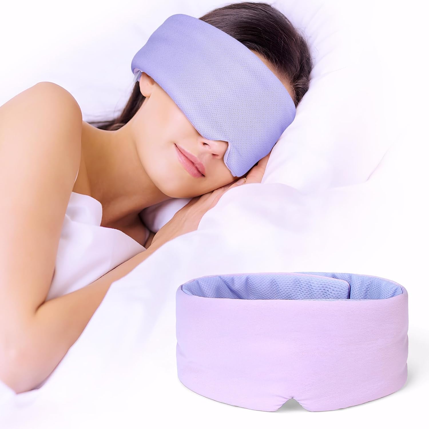 BLSSNZ Sleep Mask for Side Sleepers,DualSided AllSeason Eye Mask for Sleeping,Light Blocking