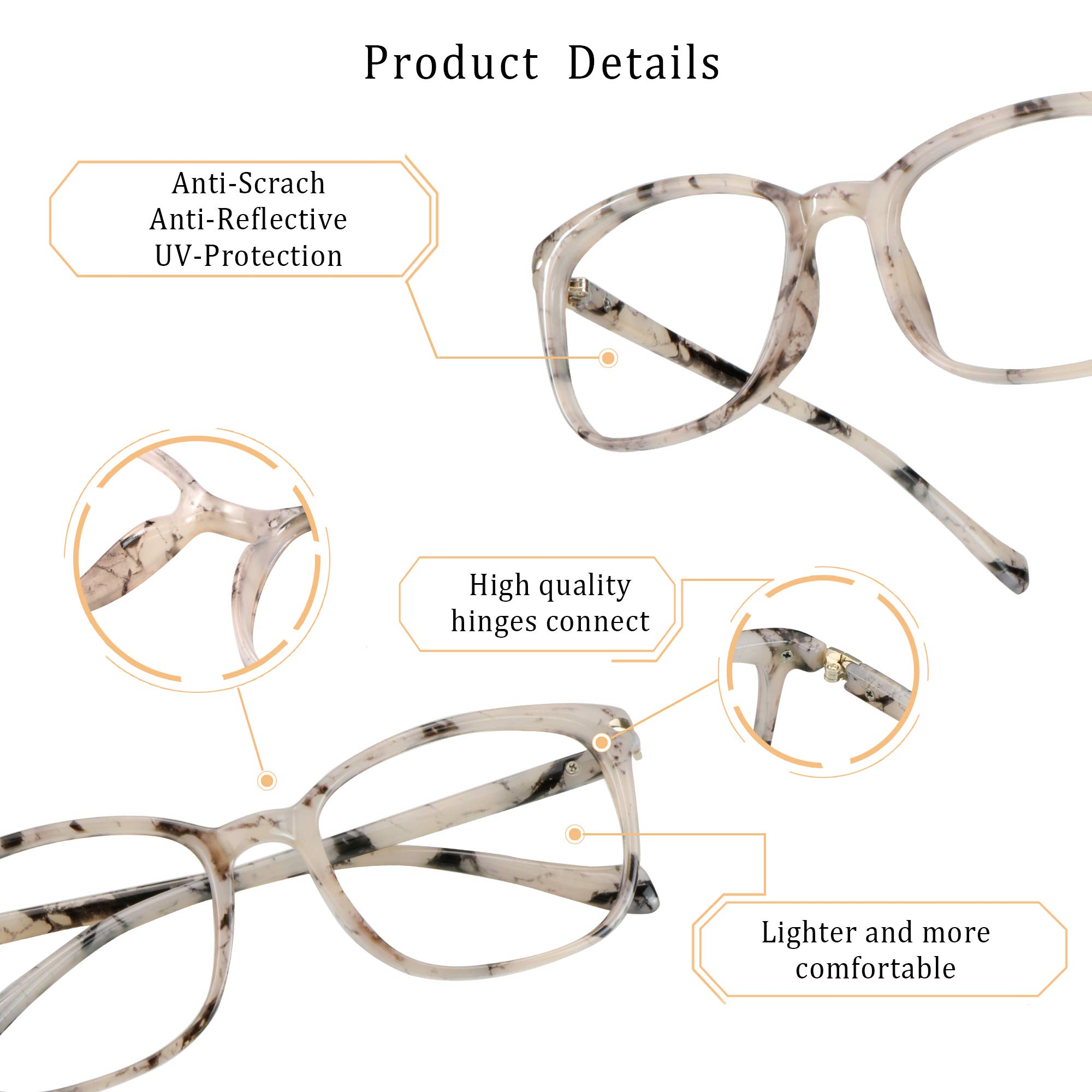 LifeArt Blue Light Blocking Glasses, Computer Reading Glasses, Gaming Glasses, TV Glasses for Women Men Anti Glare (Marble - Image 2