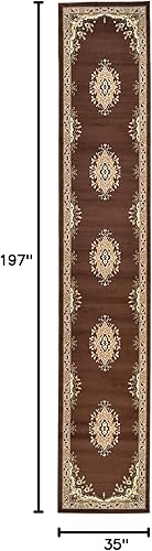 Vista 878 de Unique Loom Reza Collection- Alfombra, Polipropileno, Marrón Marrón/ marfil