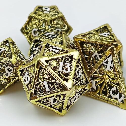 Miniatura 3 de Juego de 7 dados de metal hueco para DND, juego de 7 piezas para Dungeons and Dragons RPG MTG, D&D Pathfinder Shadowrun y Matemáticas Teaching