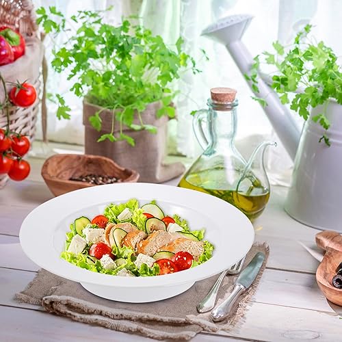 Miniatura 5 de Suwimut Paquete de 60 cuencos desechables de plástico para sopa, cuencos grandes de plástico blanco de 12 onzas, cuencos desechables de plástico