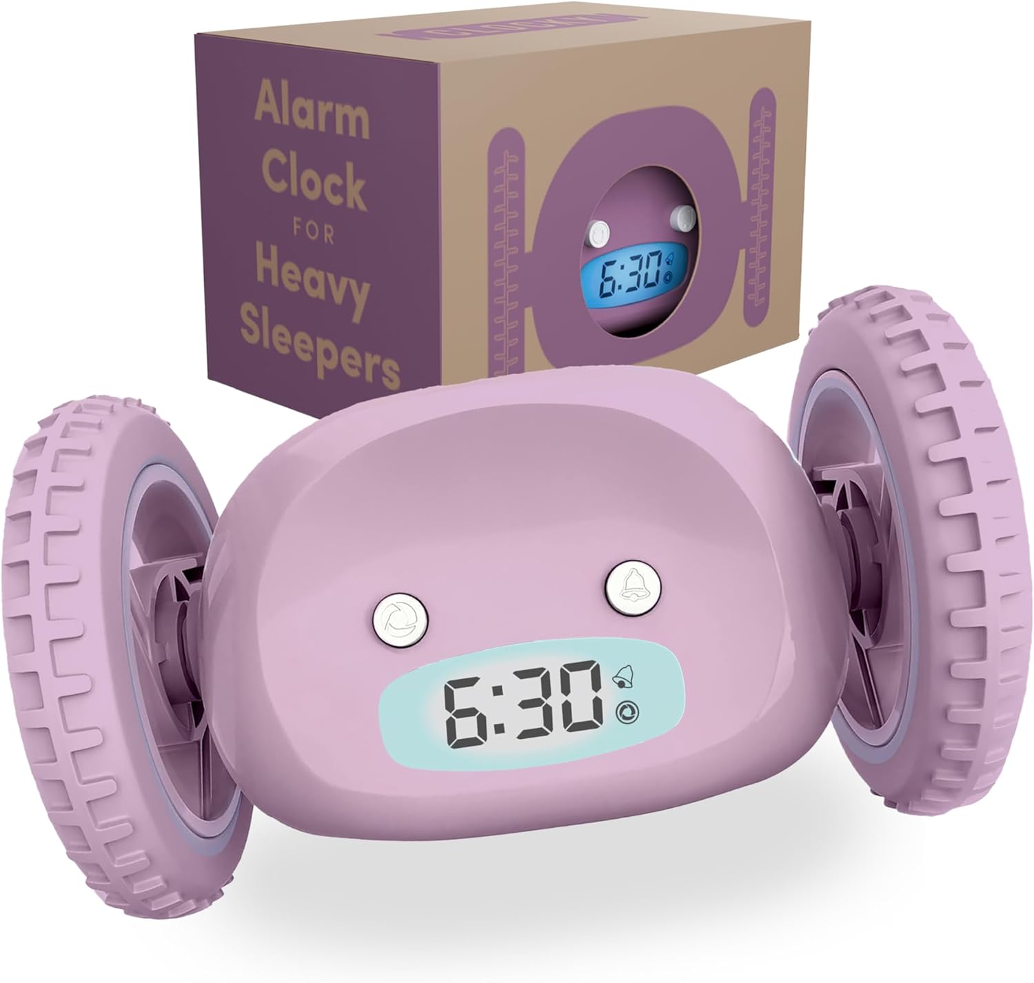 CLOCKY Further Loud Alarm Clock for Heavy Sleepers on Wheels Rolls Runs Away Vibrating, Simple To Set Tremendous Sensible Snooze Digital Mattress Shaker Alarm Clock Humorous Reward for Adults Children Teenagers Bedrooms (Lavender)