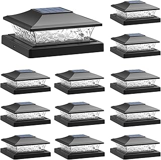 Outdoor Post Lights Solar Post Cap Lights TZ16 LED Fence Black Shell-12 Pack 15 Lumens, 4x4 Post Solar Lights 2 Color Mode Outdoor Waterproof for Fence Post Caps 3.5X3.5,4x4,5.5x5.5 Wood&4x4,5.5x5.5 V