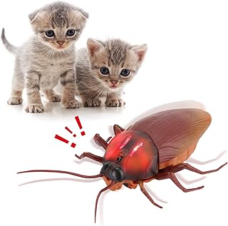 Cat Toys Cockroach Interactive Realistic Simulation Smart Sensing Cockroach Toy Electric Moving Fake Roaches Halloween Toy for Kids Prank Funny Favorite Insects Plastic Bugs（ Cockroach）
