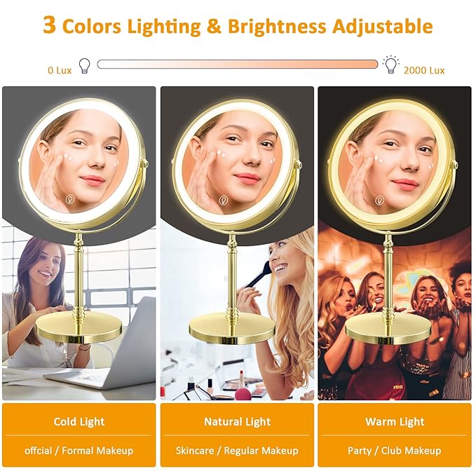Espejo de Maquillaje Recargable con Luz LED 8 pulgadas miniatura 2