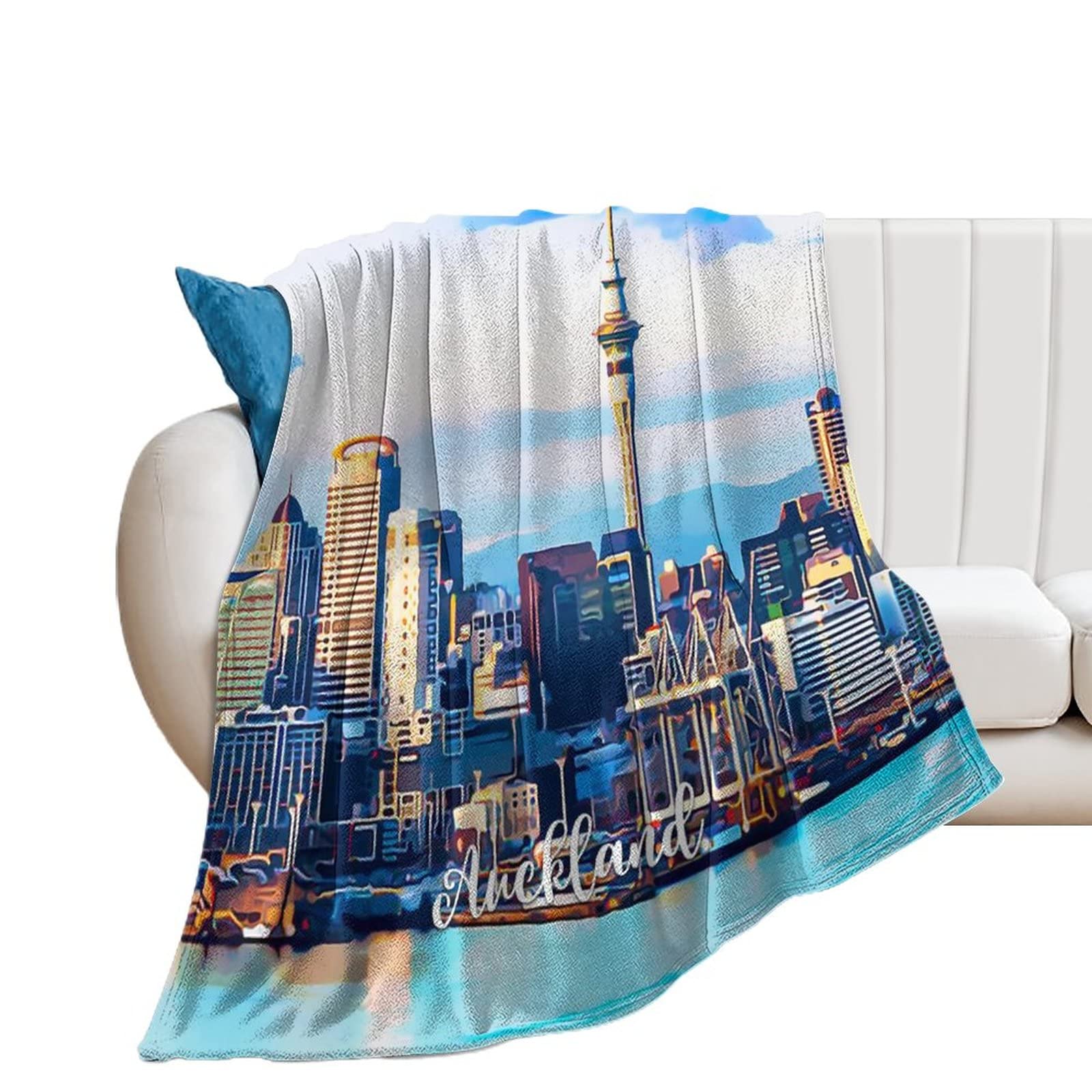 Couverture pour canapé Auckland pour des soirées cocooning chaleureuses paysage urbain