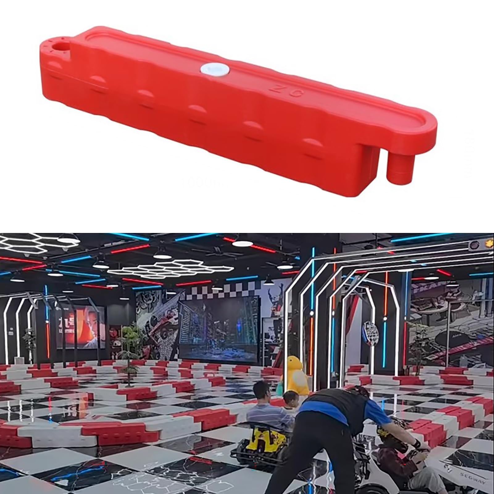 Go Kart Racing Track Fence with Water Inlet, Adult Go Kart/Kid Bumper Car Track Barrier for Driveway, Amusement Parks/Team Games Race Lane(Red 1 Pc,Small)