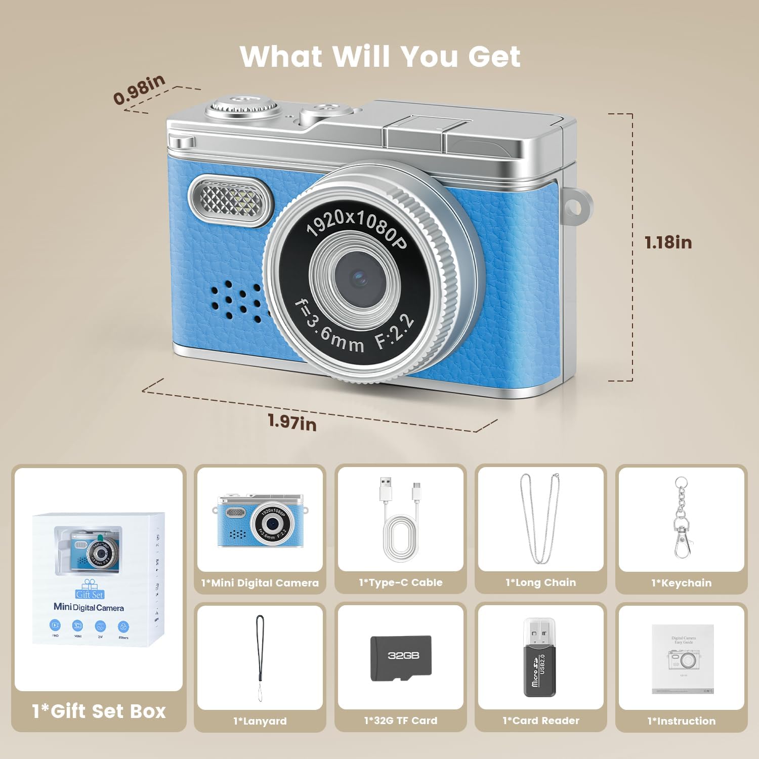 Mini Keychain Camera, Unique Gifts for Teen Boys Girls/Adults/Beginners