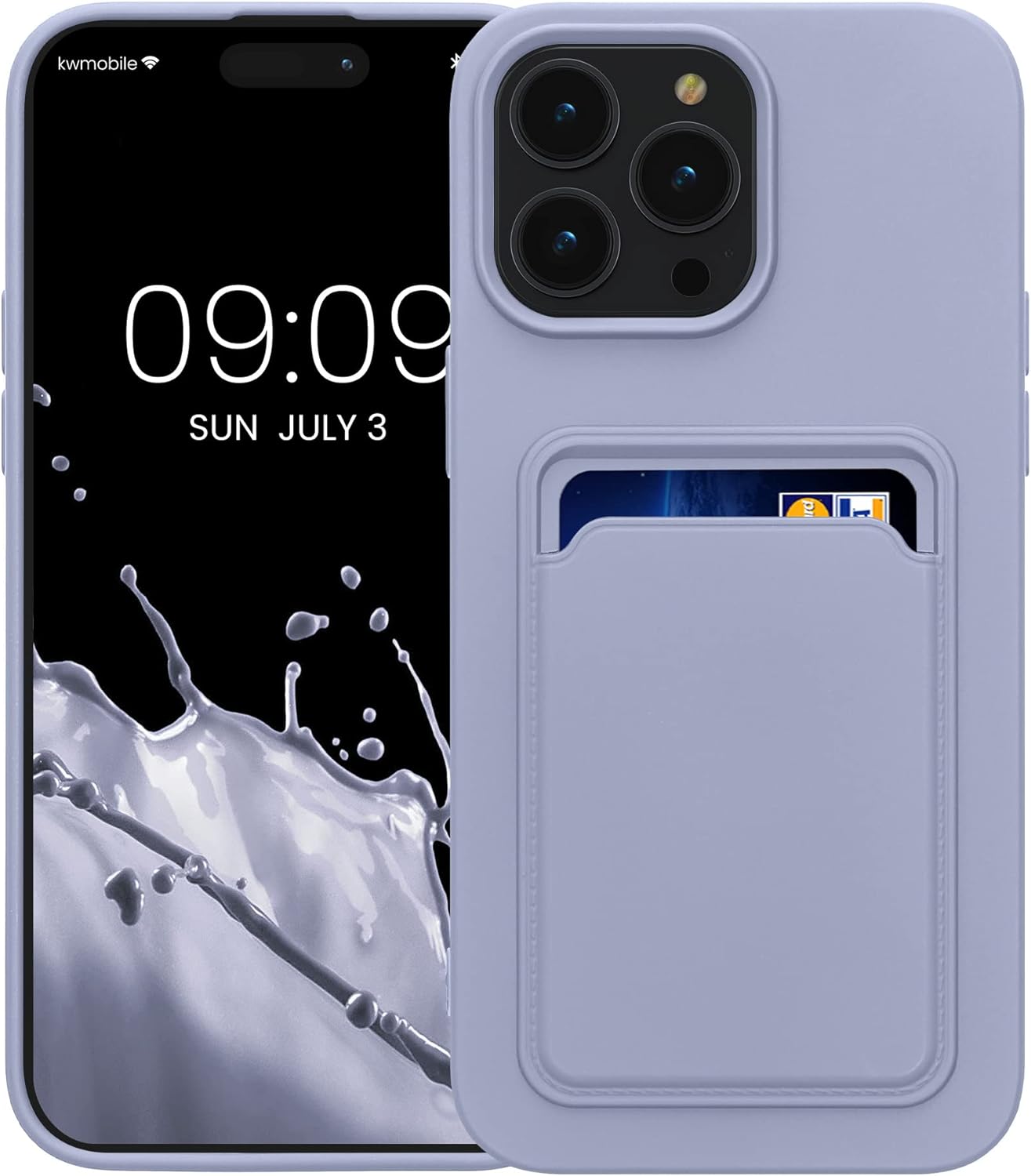 kwmobile Case Compatible with Apple iPhone 14 Pro Max Case - TPU Phone Cover with Credit Card Holder - Lavender - Image 8