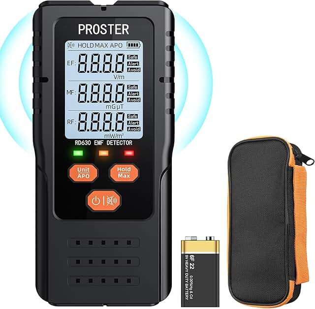 Proster EMF Meter, 3in1 Digital Electromagnetic Field Radiation Detector for EF RF MF,5G Cell Tower, WiFi Signal Detector,...