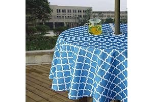 Premium Wrinkle-Free Outdoor Round Tablecloth with Umbrella Hole and Zipper