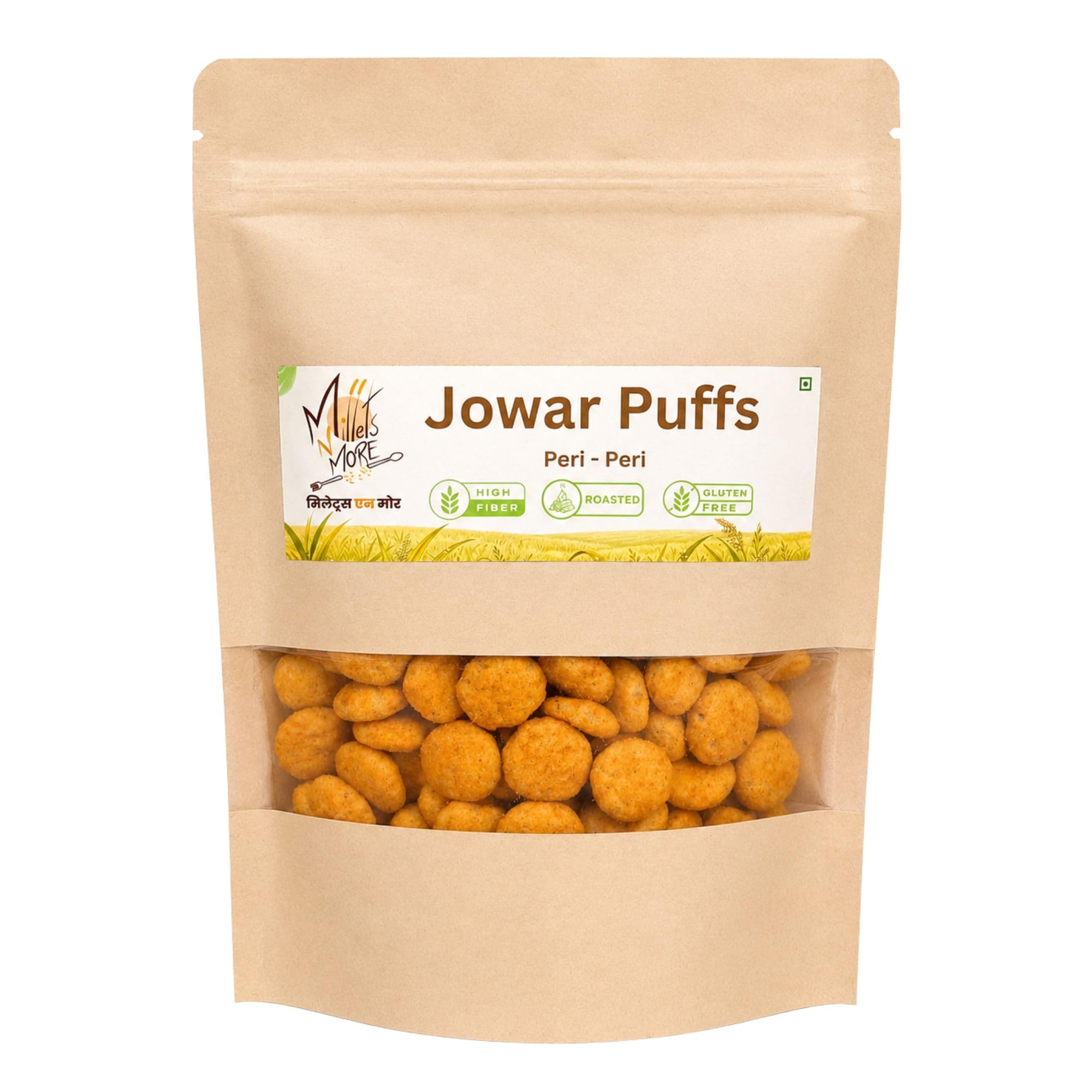 MILLETS N MORE Jowar Puff (Sorghum Snack) | Peri-Peri Flavour | Roasted Ready-to-Eat Millet Snack | No Preservatives | 100g-image-8
