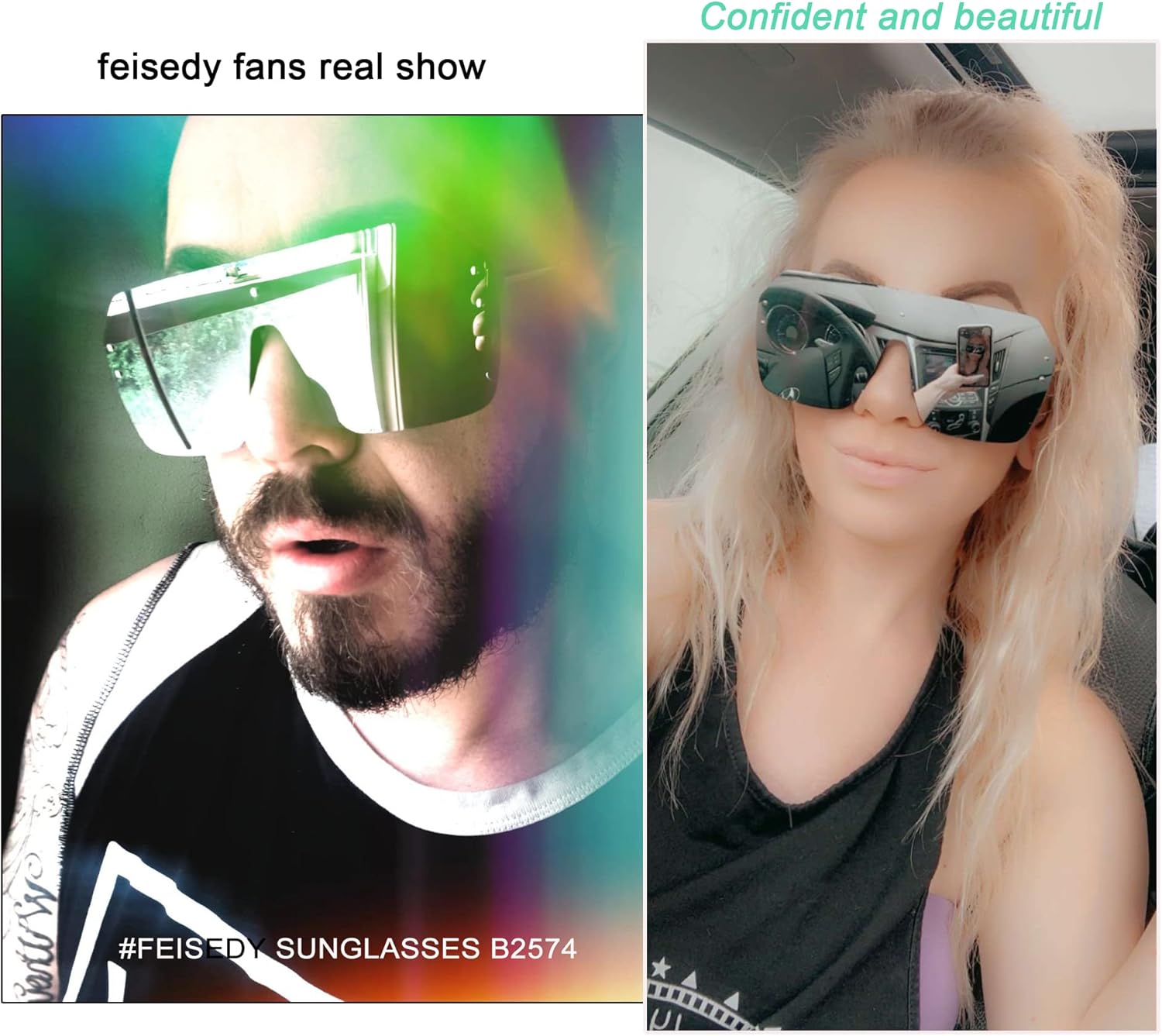 FEISEDY Classic Siamese One Piece Sunglasses Nice Rimless Stylish Retro Design for Women Men B2574 - Image 6