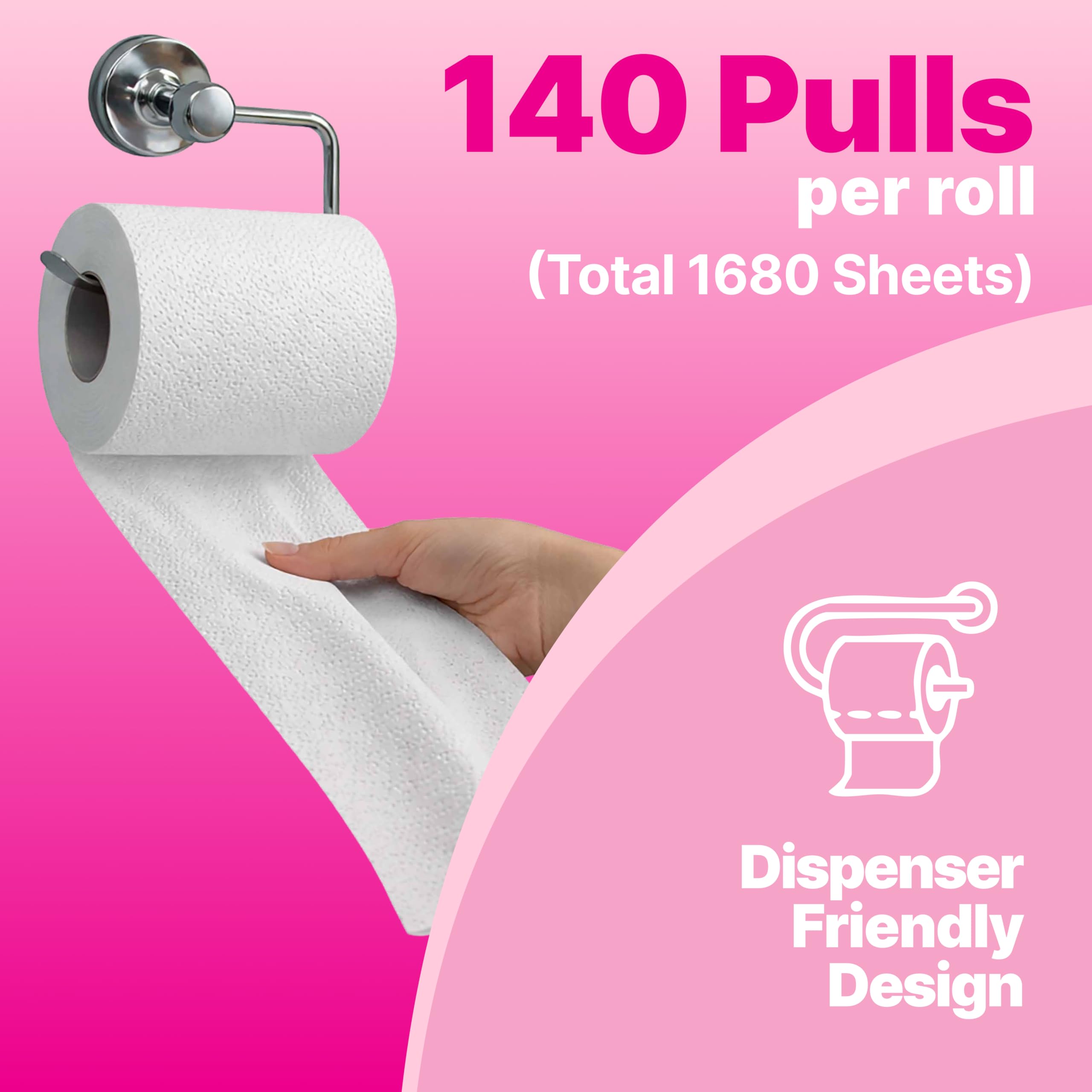 Origami 3 Ply Toilet Tissue Paper Roll - Pack of 12 (140 Pulls Per Roll, 1,680 Sheets) 1