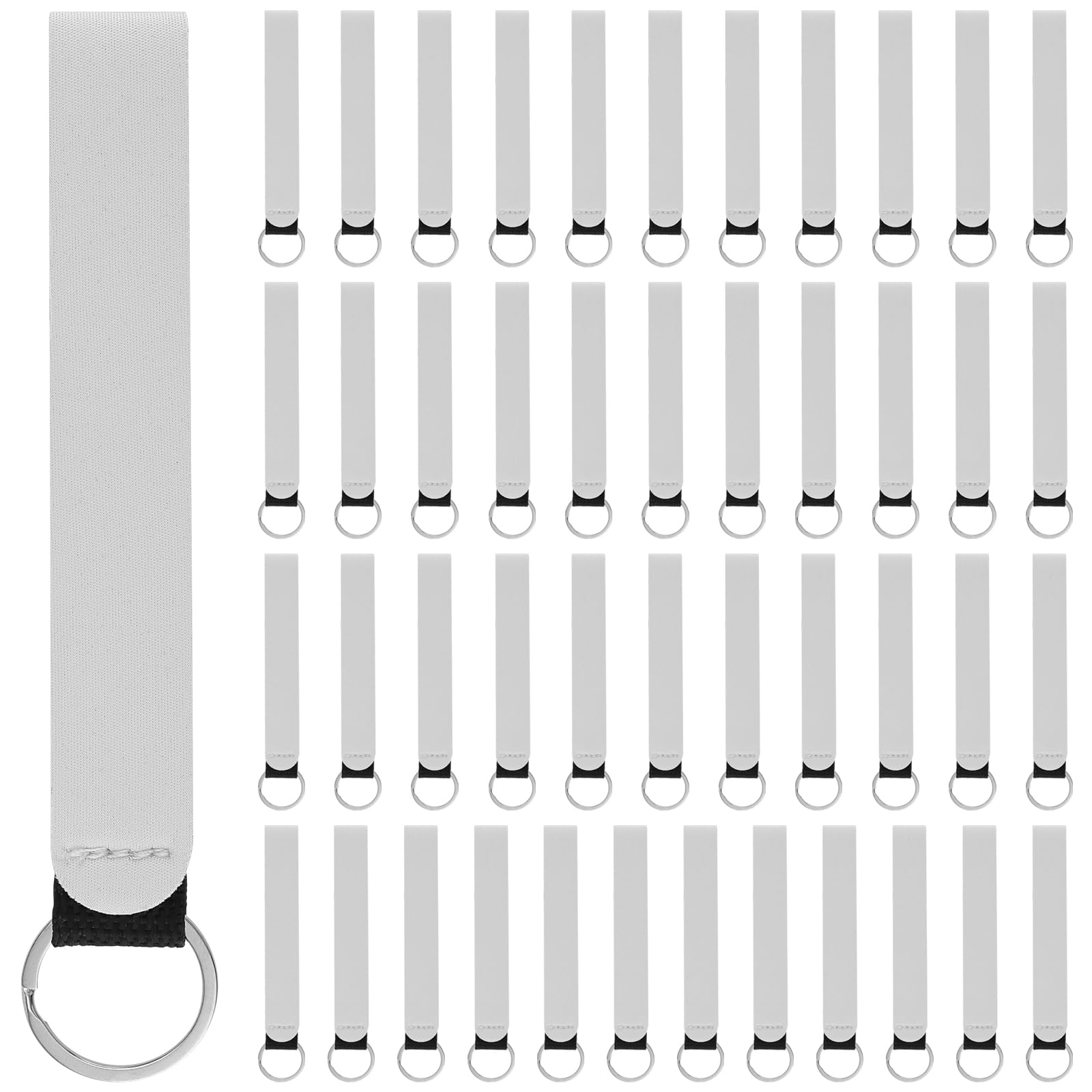 ZEONHAK 50 PCS Sublimation Blanks Wristlet Keychain, White Sublimation Wristlet Lanyard, Blanks DIY Neoprene Sublimation Keychain Holder for Keychain