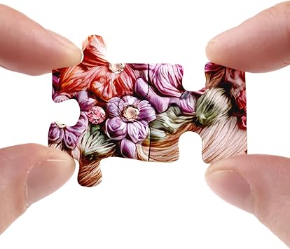 Crystal Highland Cow Puzzle for Adults 1000 Pieces, Cute Animal Jigsaw Puzzle, Flower Butterfly Diamond Challenging Gem Jewel Art Puzzle