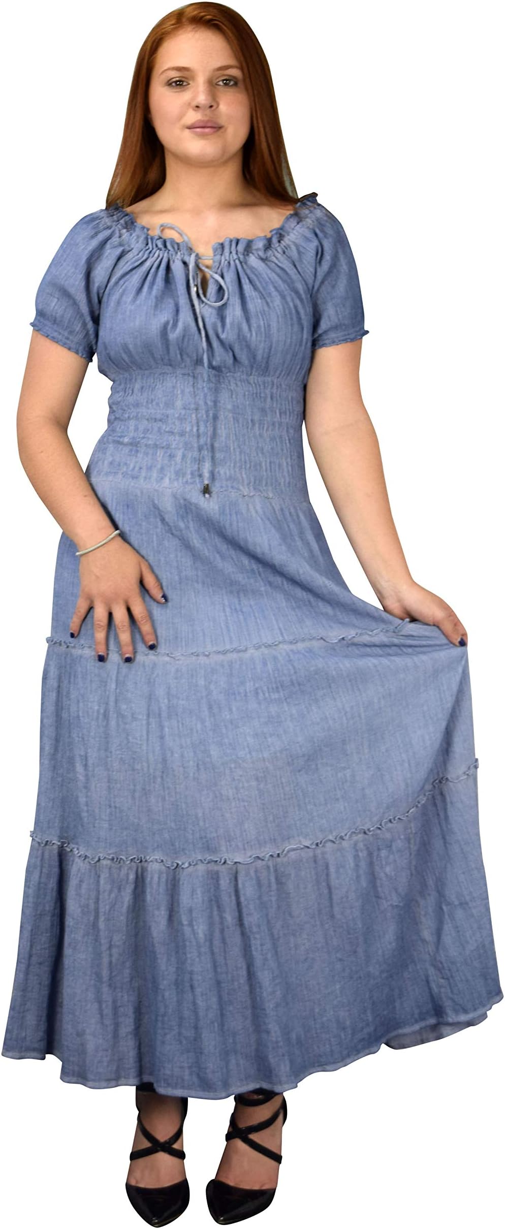Peach Couture Womens Renaissance Vintage Smocked Gypsy Tank Dress