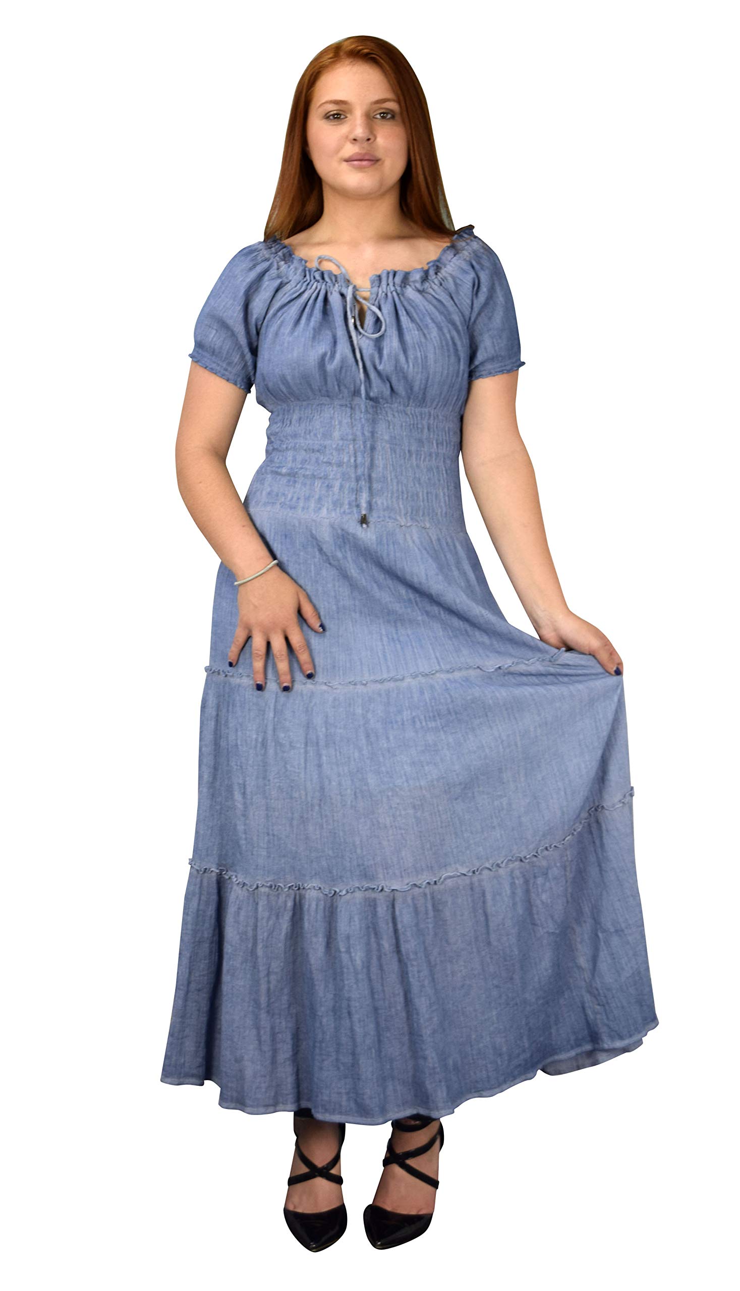 Peach Couture Womens Renaissance Vintage Smocked Gypsy Tank Dress