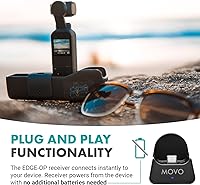 Vista 5 de Movo Edge-OP - Micrófono de solapa inalámbrico para Osmo Pocket 1 y 2, micrófono inalámbrico de solapa, transmisor y receptor para video, vlogging