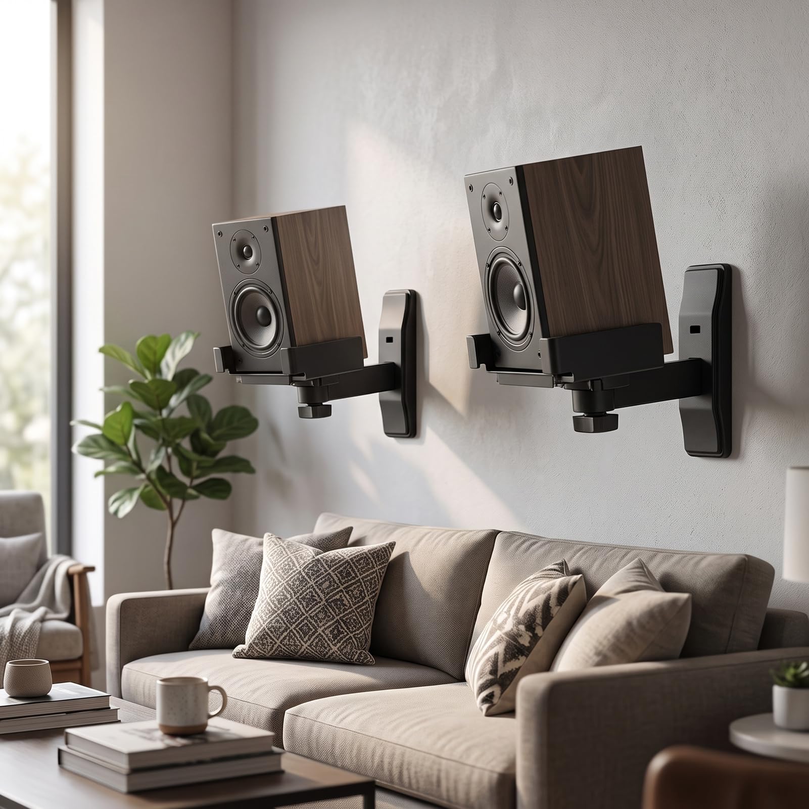 Goshyda 2 Soportes de Montaje en Pared para Altavoces R-40M R-41M RP-600M II, Soporte Flexible Ajustable para Altavoces de Estantería de hasta 44 Libras, para Cine en Casa