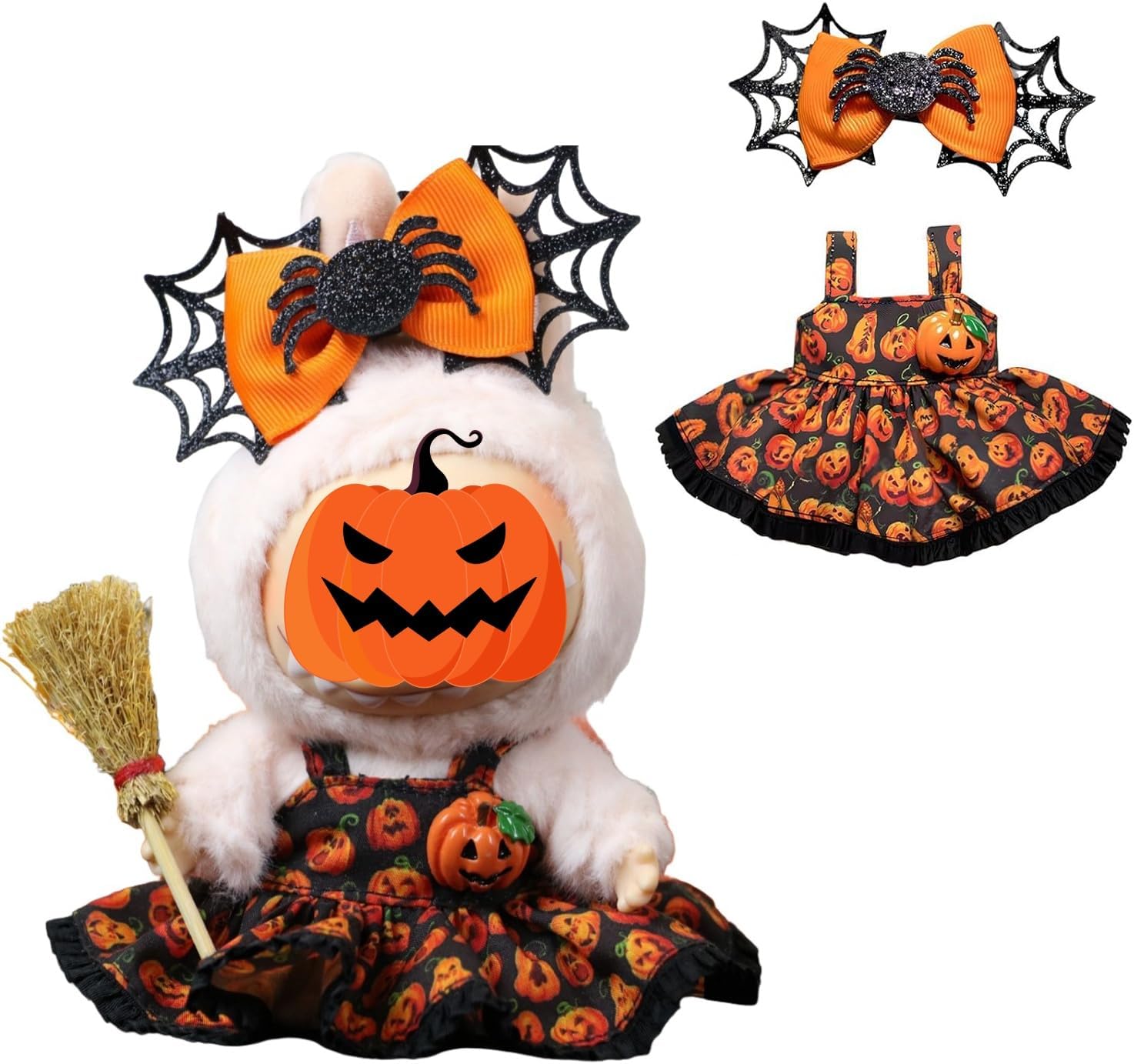 Doll Clothes for Labub17cm/15cm Outfit Set- Party Clothes High-End Fashion Outfits Suitable Accessories Christmas Cloak Halloween Premium Clothing 5.91-6.7 inch (No Doll)