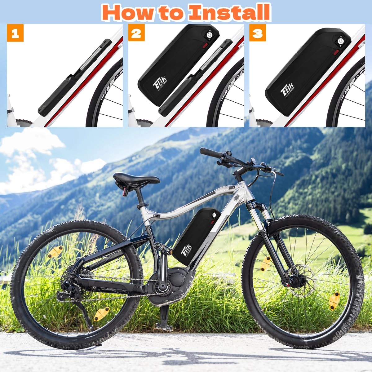 Batteria per Bici Elettrica con Caricabatteria - 48V 20Ah Hailong Batteria Ebike Agli Ioni di litio Rimovibile Batterie con Piastra Base 4 Pin, Indicatore LED, Porta USB