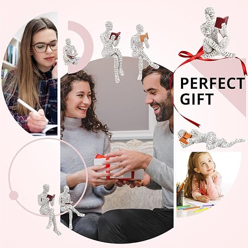 Miniatura 6 de puthiac Decoración de estante de sala de estar, estatua de mujer de lectura, escultura de pensador, decoración moderna abstracta para el hogar, sala