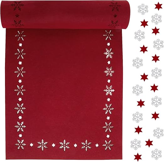 Runner Da Tavola Natale Rossa Fiocco Di Neve Lino Lavabile Tovaglia Runner Centr