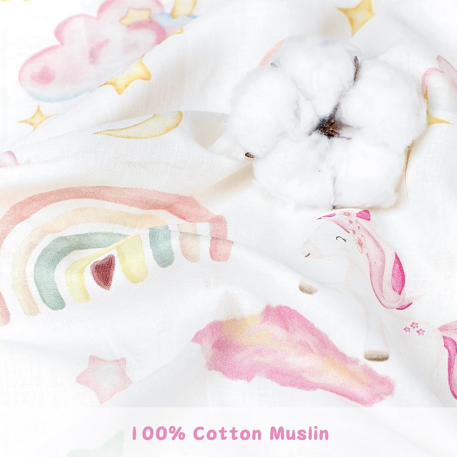 Pea Pod Muslin Toddler Bedding Set 3-Piece - Soft Breathable Crib Bedding with Fitted Sheet, Quilt & Pillowcase for Infant & Kids Bed | Machine Washable Nursery Bed Set, Unicorn Rainbow