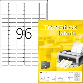 TopStick 8728 Universal Etiketten 100 Blatt 305 x 169 mm 96 pro A4 Bogen 9600 St ck selbstklebend bedruckbar matt blanko Papier Klebeetiketten Aufkleber wei