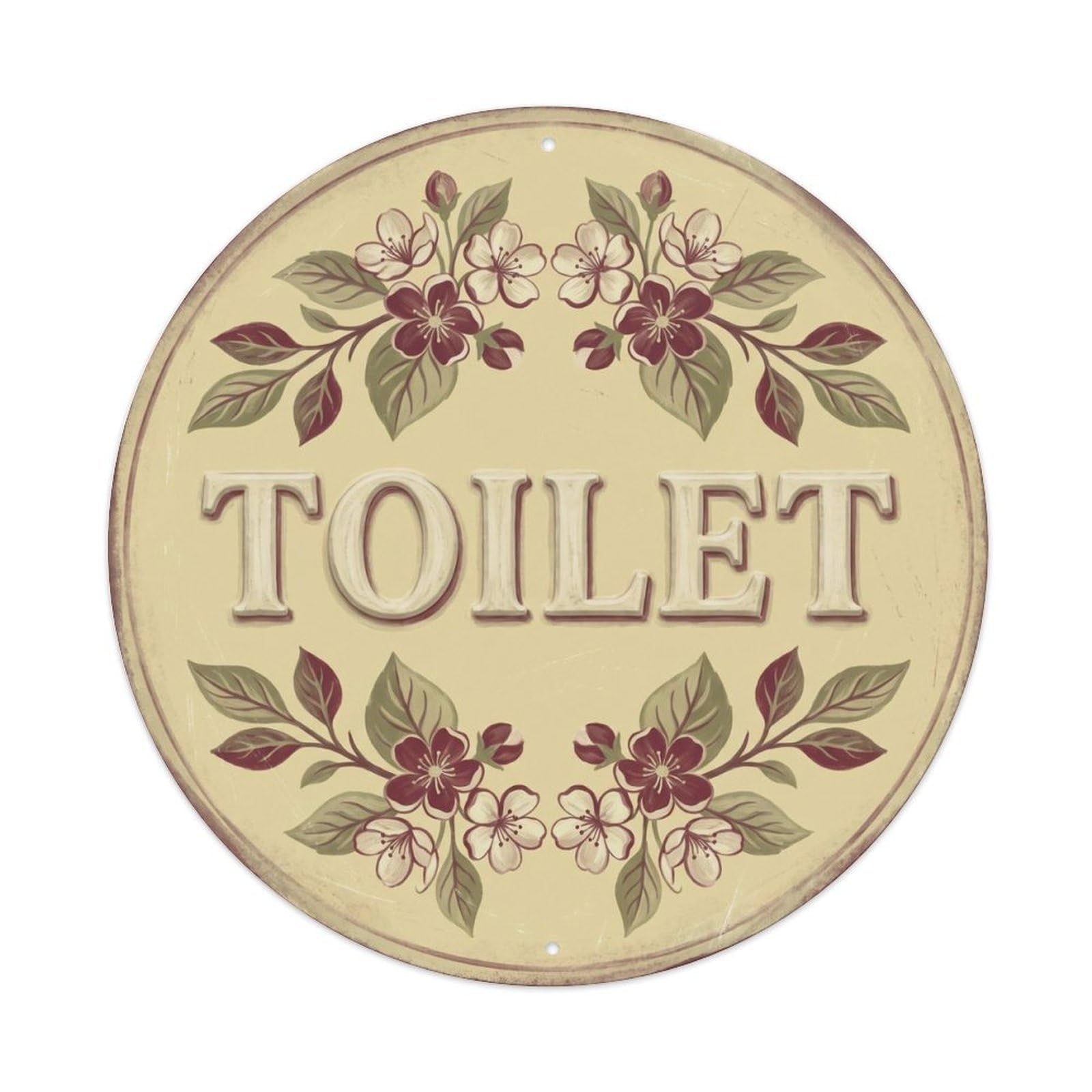Okahys 8X8inch(20X20cm) Toilet(Wc) Signage Pear Blossom Vintage Metal Tin Sign