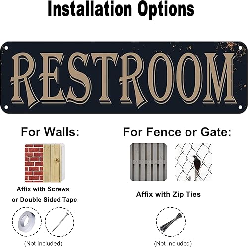 Miniatura 4 de Letrero de metal vintage para puerta de baño, para oficinas, negocios, restaurantes, 4 x 16 pulgadas