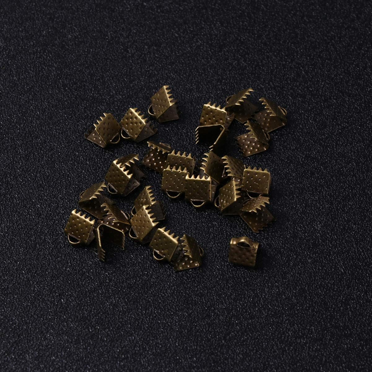 500Pcs 6mm Iron Ribbon Bracelet Bookmark Pinch Crimp Clamp End Findings Cord Ends Fasteners Clasp Leather Crimp for Jewelry Making