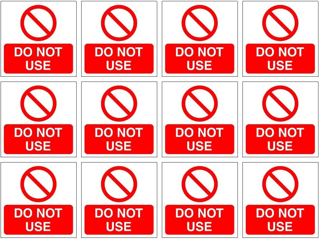 Pack of 12 Do not use Signs. 60mm x 60mm self Adhesive Stickers. Ideal for All Businesses