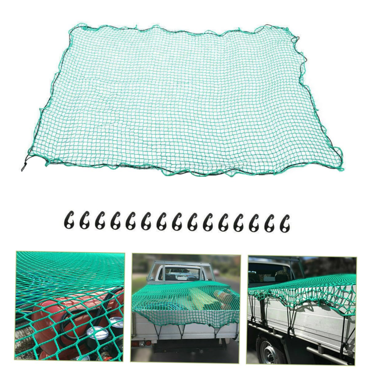 Rete Cargo in Nylon Resistente per Pick-up e Rimorchio con Corde Elastiche e Ganci per Copertura Estensibile e Sicura del Carico