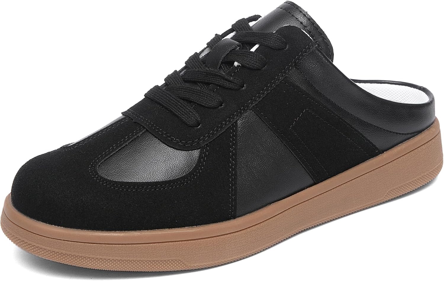 NEWBELLA Women's Lace-Up Mule Sneakers Fashionable Backless Sneakers for Women