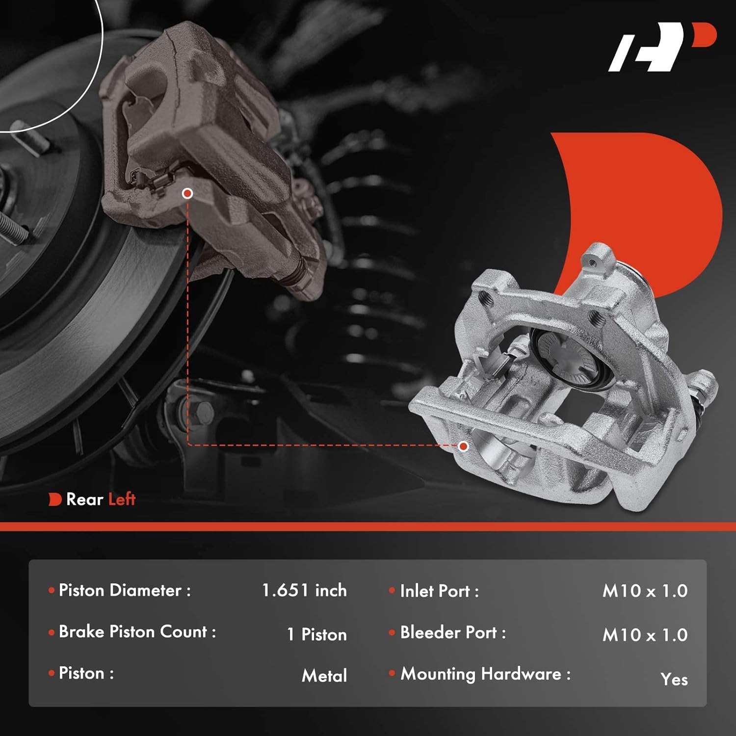 A-Premium Disc Brake Caliper Assembly with Bracket Compatible with Select BMW Models - F25 X3 2011-2017, F26 X4 2015-2018 - Rear Left Driver Side
