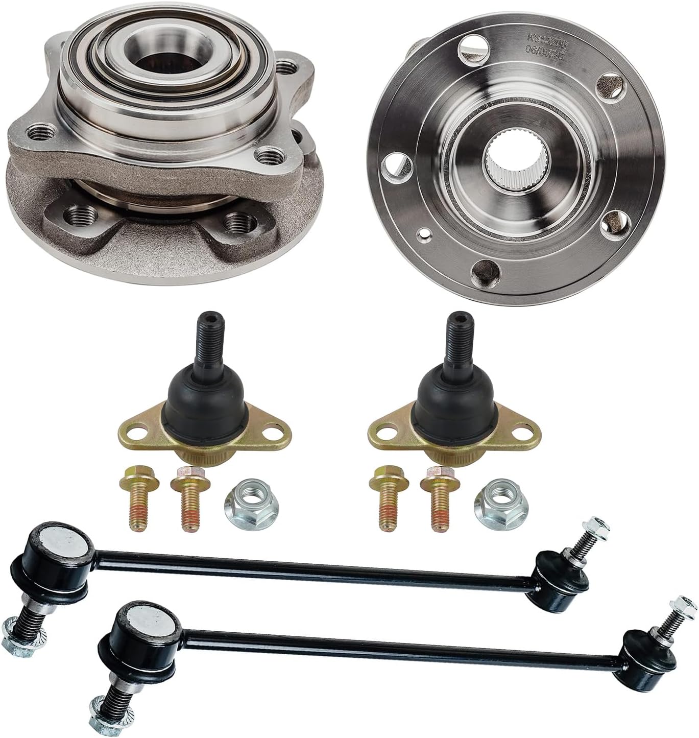 Detroit Axle - Front Wheel Hub & Bearing Assembly, Lower Ball Joints, Stabilizer/Sway Bar End Links Replacement for 2003 2004 2005 2006 2007 Volvo XC90 5 Bolt w/ 36 Spline Count