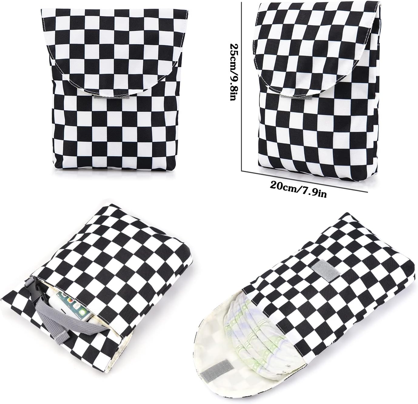 MCWTH Checkered Diaper Bag Backpack Set for Baby Girls Mom, Large Capacity Multi-Function Nappy Bags Organizer