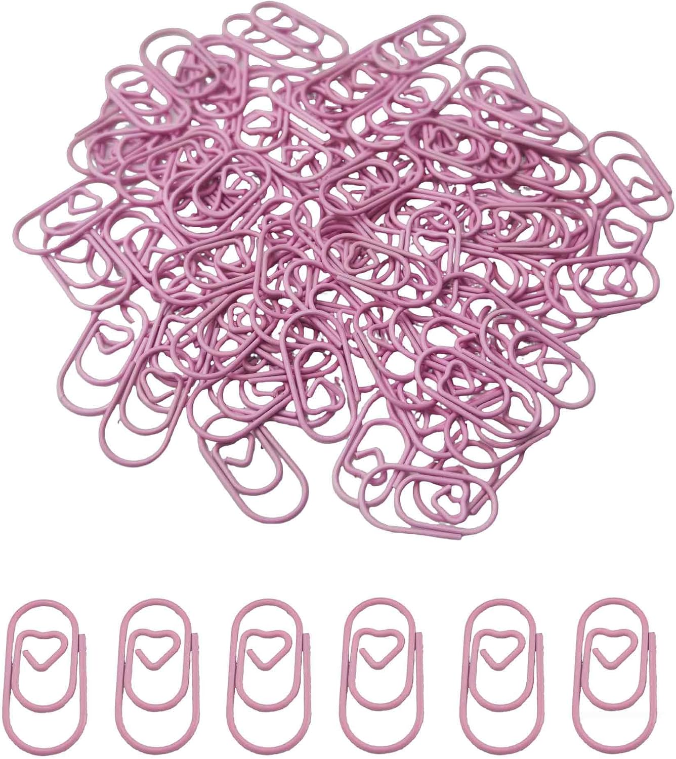 pson 100Pcs Heart Shaped Paper Clips, Cute Metal Mini Clips for Notes, Documents, Journals, and Planners(Pink)