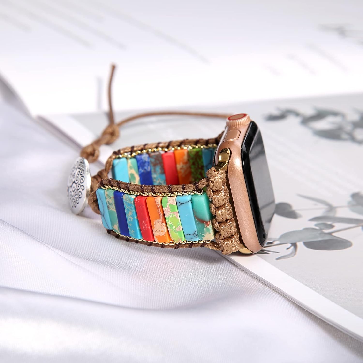 Leather Double Wrap Band Compatible with Apple Watch Band 38mm 40mm 41mm 42mm 44mm 45mm 46mm 49mm Women Men, Boho Beaded Watch Strap for iWatch Band SE 3 Ultra 2 3 Series 11 10 9 8 7 6 5 4 3 2 1 - Image 7