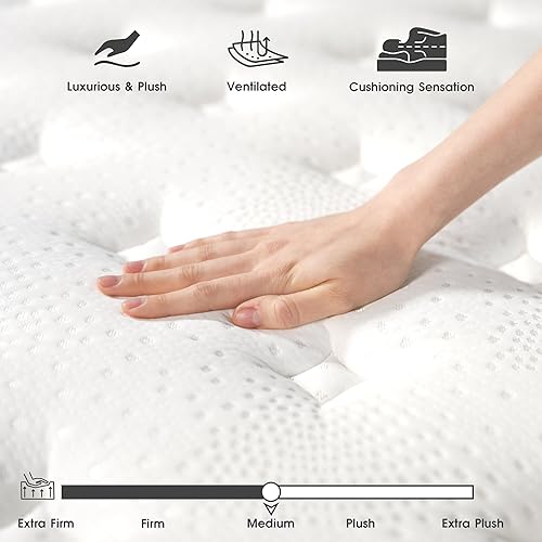 Miniatura 6 de TEENO - Colchón tamaño completo de 12 pulgadas, colchón híbrido de espuma viscoelástica de gel con resortes de bolsillo, colchón de firmeza media en