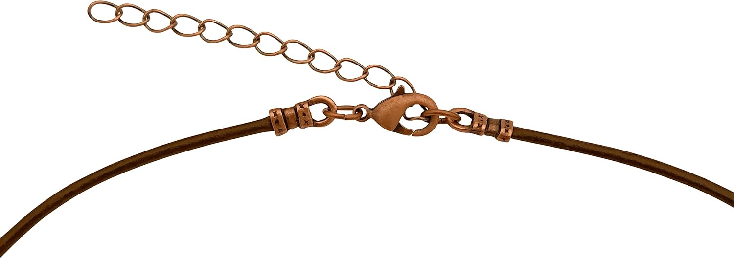DragonWeave Celtic Open Knot Charm Necklace & Earring Set, Antique Copper Brown Leather Adjustable