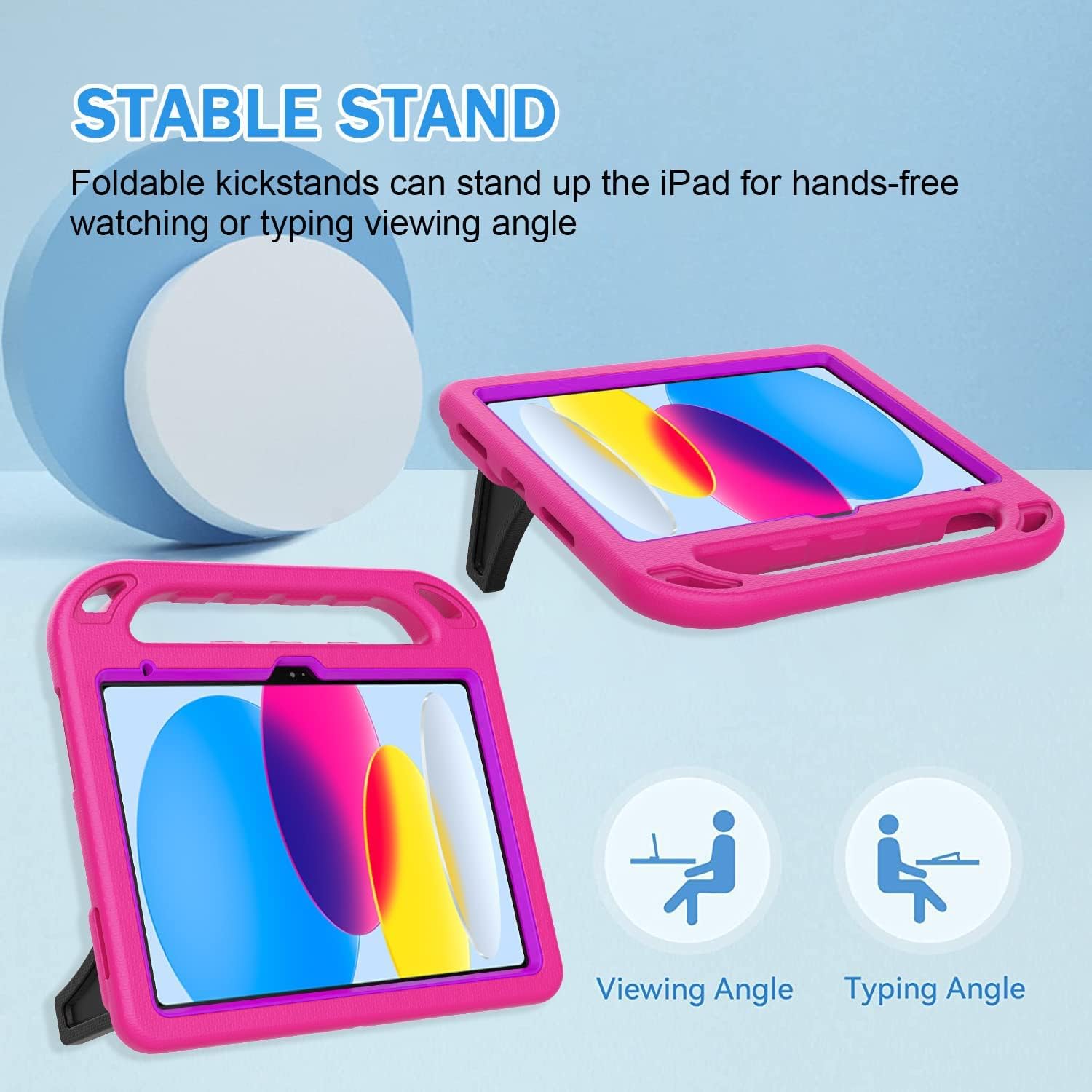 BMOUO Kids Case for iPad 11th Generation (A16) 11 Inch 2025/iPad 10th Generation 10.9" 2022 - with Screen Protector, Shockproof Handle Stand iPad 11th/10th Generation Case for Kids, Rose Purple